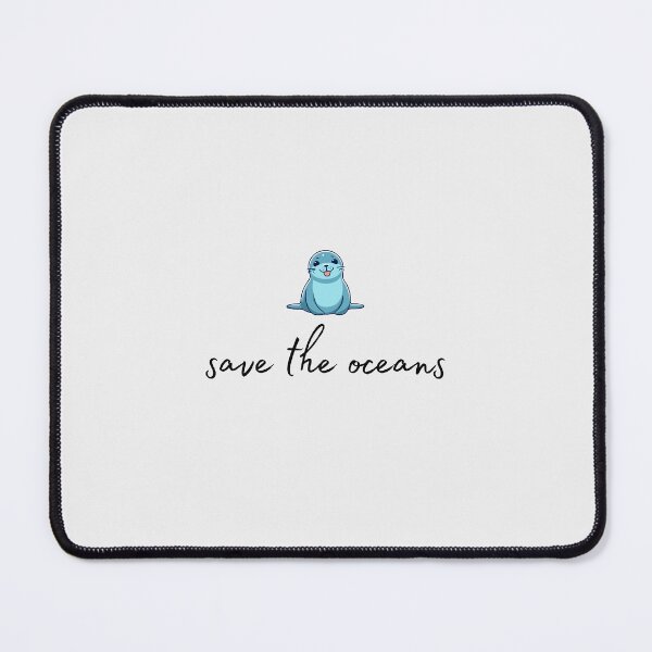 Item preview, Seal motif with black “save the oceans” lettering designed and sold by Wild-Spring.