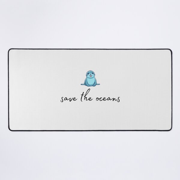 Item preview, Seal motif with black “save the oceans” lettering designed and sold by Wild-Spring.