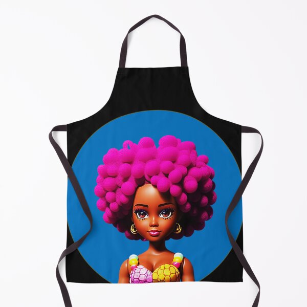 Item preview, Dark-skinned Doll with Purple Afro Curls in African Print Dress Blue Halo designed and sold by gyrate.