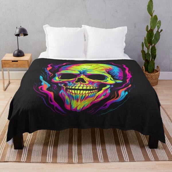Item preview, Spine-Chilling Neon Skull Halloween Design: A Ghoulish Delight designed and sold by TEEJAMBOREE.