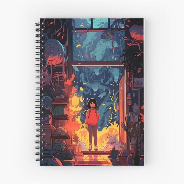 Item preview, Blazing reflection: woman in front of a fiery window designed and sold by ArrangedDesigns.