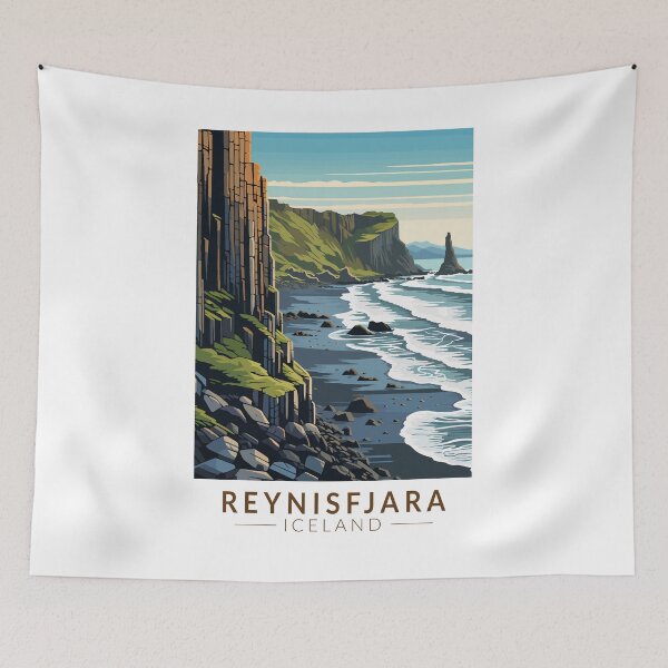 Item preview, Reynisfjara Beach Iceland Travel Art Vintage designed and sold by KrisSidDesigns.