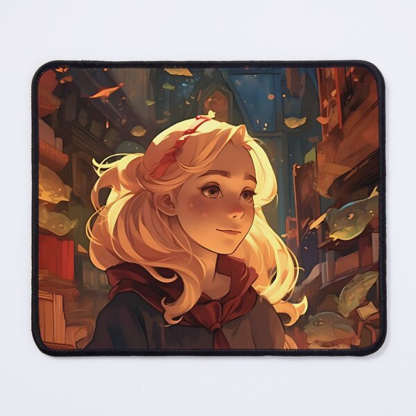 Item preview, Literary reverie: blonde woman and bookshelf designed and sold by ArrangedDesigns.