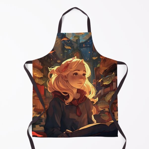 Item preview, Literary reverie: blonde woman and bookshelf designed and sold by ArrangedDesigns.