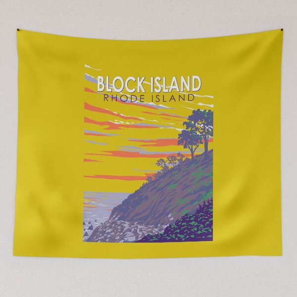 Item preview, Block Island Rhode Island Travel Art Vintage designed and sold by KrisSidDesigns.