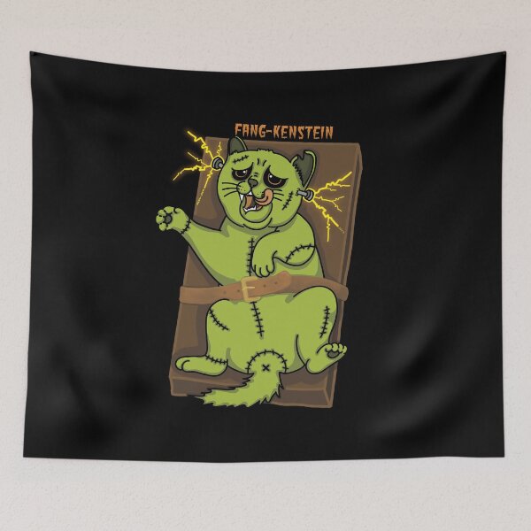 Item preview, The Frankenstein Cat Lying on Back, Belly up designed and sold by meow-mom.