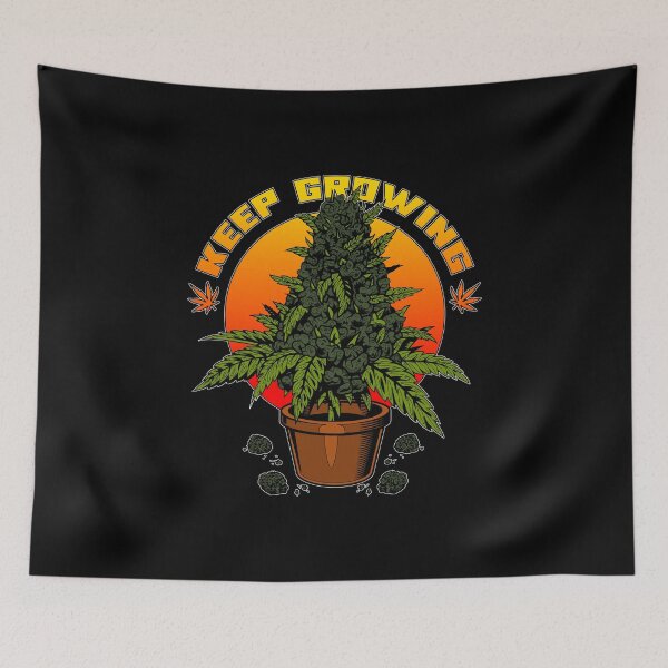 Item preview, Keep Growing | Cannabis Bud in a Pot in front of a Sunset designed and sold by ProdbyNiECO.