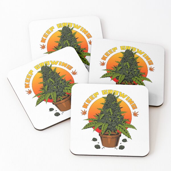 Item preview, Keep Growing | Cannabis Bud in a Pot in front of a Sunset designed and sold by ProdbyNiECO.