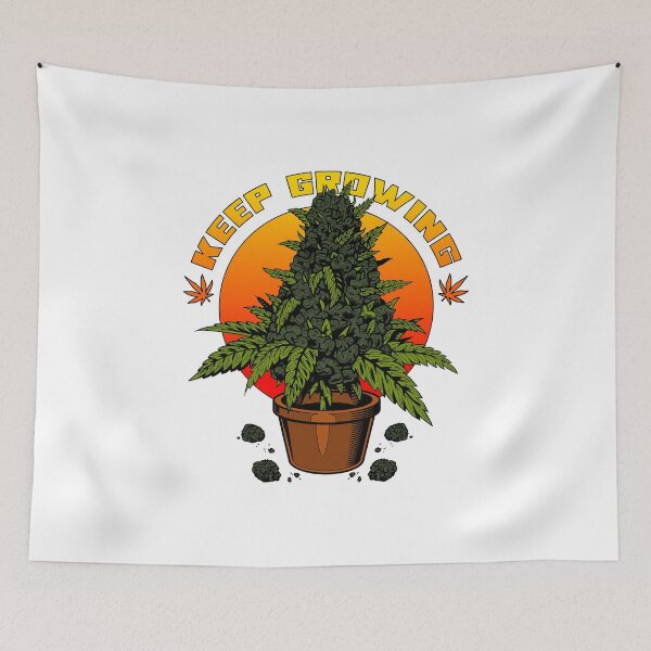 Item preview, Keep Growing | Cannabis Bud in a Pot in front of a Sunset designed and sold by ProdbyNiECO.