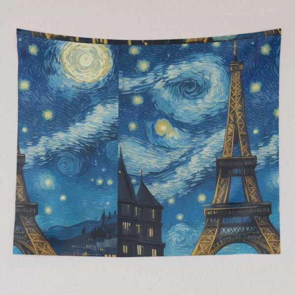 Item preview, Starry Night in Paris Van gogh Style Eiffel Tower Painting for Van gogh Lovers designed and sold by Vangoholic.