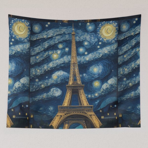 Item preview, Starry Night in Paris Van gogh Style Eiffel Tower Painting for Van gogh Lovers designed and sold by Vangoholic.
