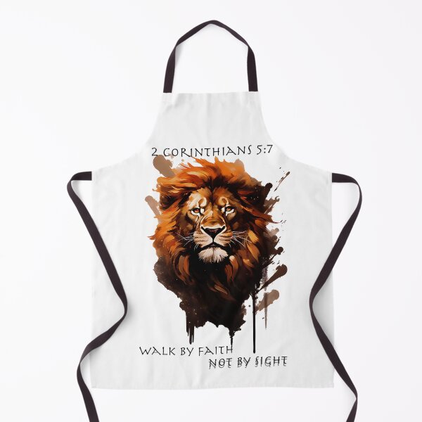 Item preview, 2 Corinthians 5:7 Christian Faith Quote Bible Verse - Lion Watercolor Art designed and sold by CraftCartelArt.