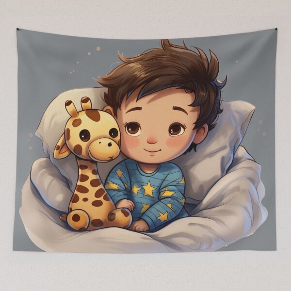 Item preview, A Little Boy With His Stuffed Giraffe designed and sold by StudioRedKoala.