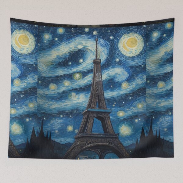 Item preview, Starry Night in Paris Van gogh Style Eiffel Tower Painting for Van gogh Lovers designed and sold by Vangoholic.