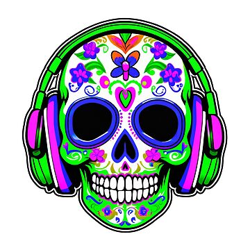 Sugar skull with discount headphones