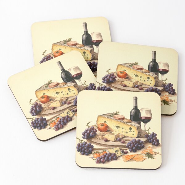 Item preview, Vintage Illustration of Wine, Cheese and Grapes designed and sold by Sketch-Shack.