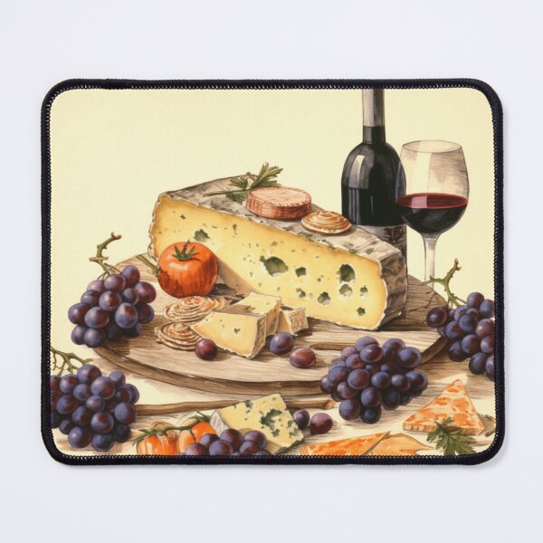 Item preview, Vintage Illustration of Wine, Cheese and Grapes designed and sold by Sketch-Shack.