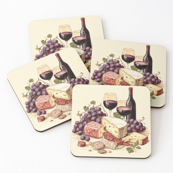 Item preview, Vintage Illustration of Wine, Cheese and Grapes designed and sold by Sketch-Shack.