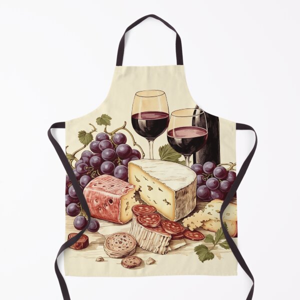 Item preview, Vintage Illustration of Wine, Cheese and Grapes designed and sold by Sketch-Shack.