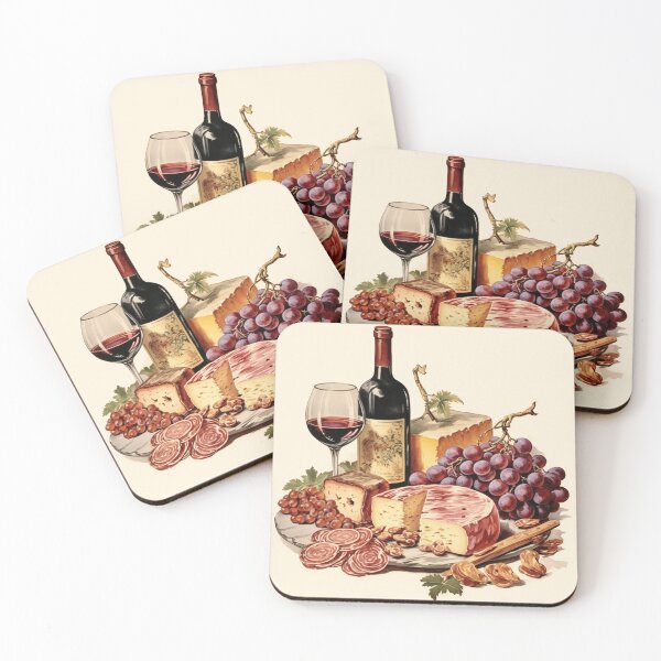 Item preview, Vintage Illustration of Wine, Cheese and Grapes designed and sold by Sketch-Shack.