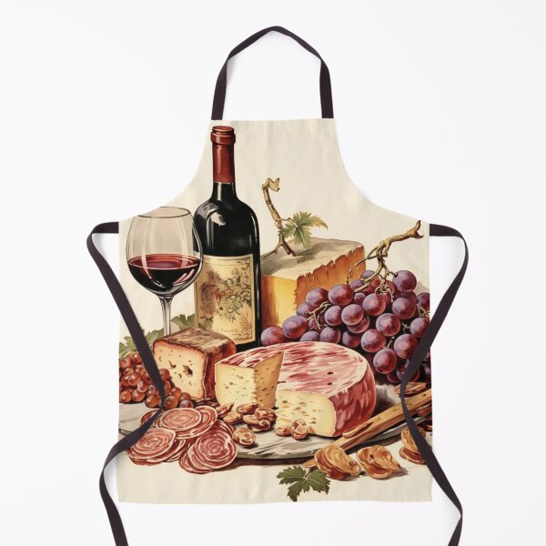 Item preview, Vintage Illustration of Wine, Cheese and Grapes designed and sold by Sketch-Shack.