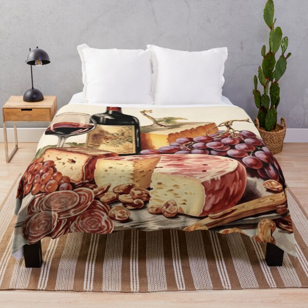 Item preview, Vintage Illustration of Wine, Cheese and Grapes designed and sold by Sketch-Shack.