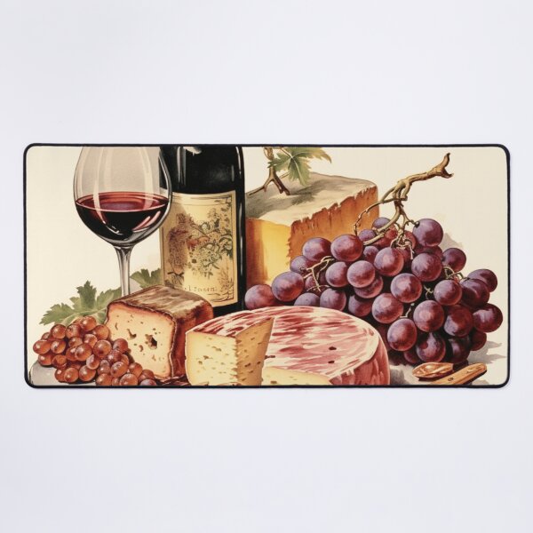 Item preview, Vintage Illustration of Wine, Cheese and Grapes designed and sold by Sketch-Shack.
