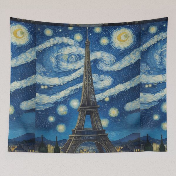 Item preview, Starry Night in Paris Van gogh Style Eiffel Tower Painting for Van gogh Lovers designed and sold by Vangoholic.