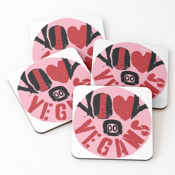 Item preview, I LOVE VEGANS - message from a happy face pig - Porky Pink Version designed and sold by pelagio.