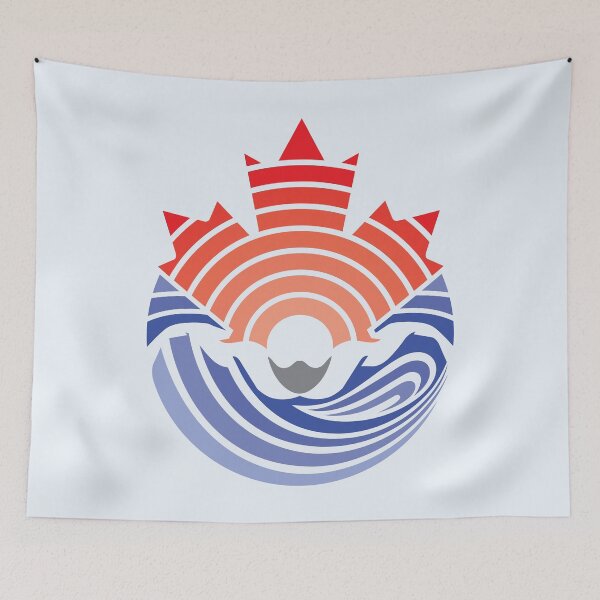 Item preview, A swimmer performs a Water Butterfly Stroke with a red Canadian Maple Leaf over his head designed and sold by Wiggly Lines.