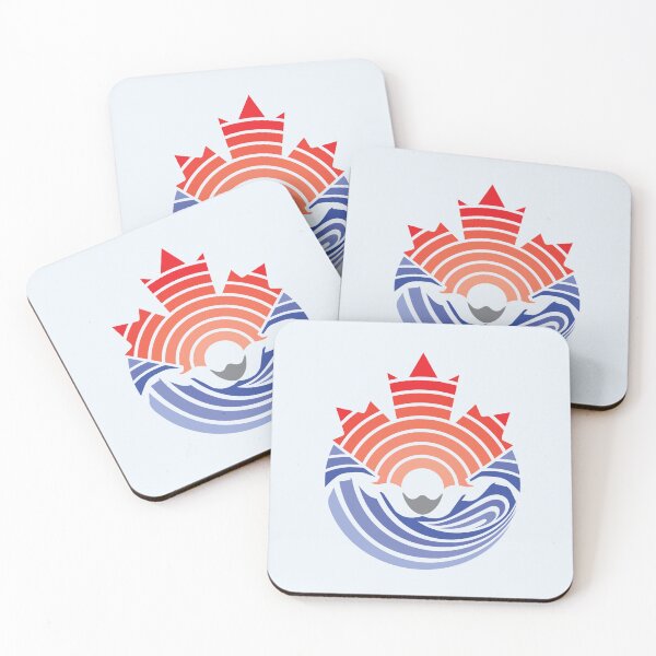 Item preview, A swimmer performs a Water Butterfly Stroke with a red Canadian Maple Leaf over his head designed and sold by Wiggly Lines.