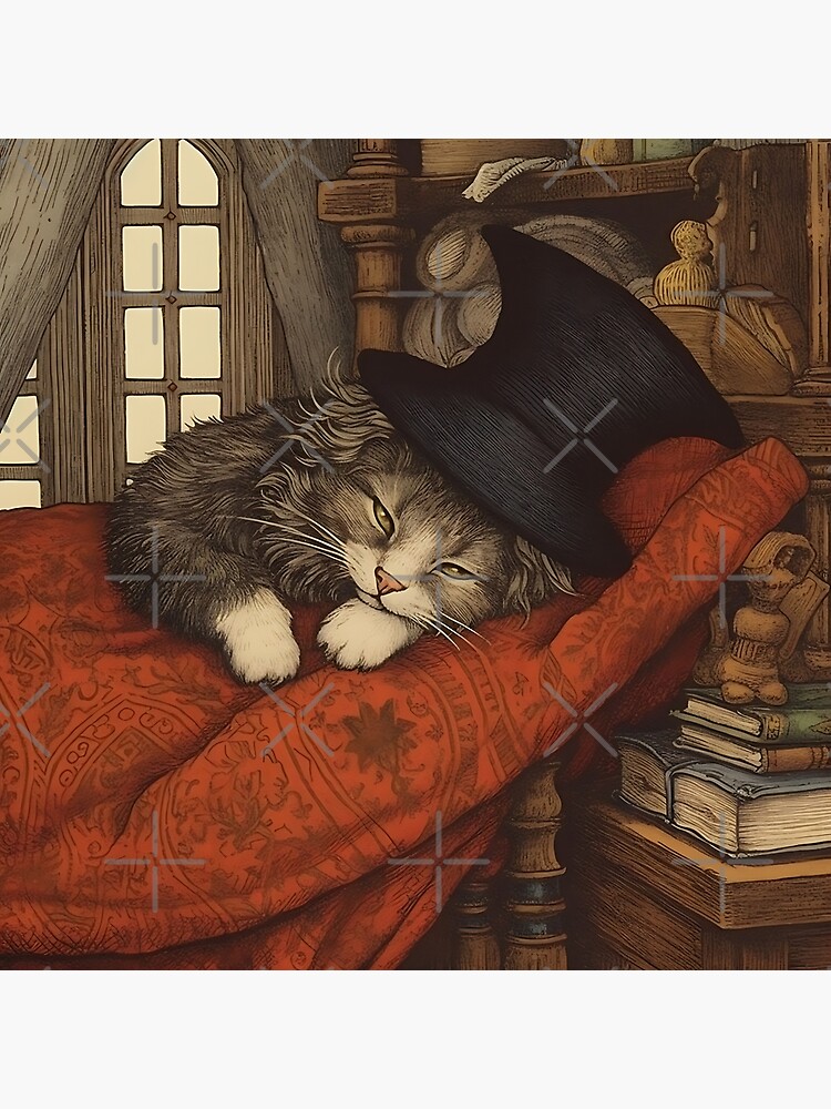 Dark Academia Aesthetic - A magician cat sleeping on a bed