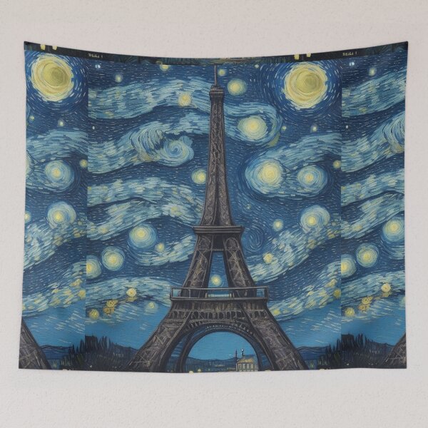 Item preview, Starry Night in Paris Van gogh Style Eiffel Tower Painting for Van gogh Lovers designed and sold by Vangoholic.