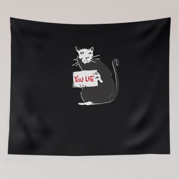 Item preview, Banksy Quote Rat holding sign with YOU LIE written Graffiti Street art with Banksy signature tag HD HIGH QUALITY ONLINE STORE  	 designed and sold by nwnqumdm54.