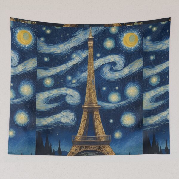 Item preview, Starry Night in Paris Van gogh Style Eiffel Tower Painting for Van gogh Lovers designed and sold by Vangoholic.