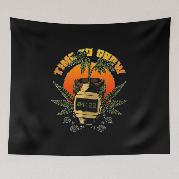 Item preview, Time to Grow | Gold Watch showing 420 in front of a Cannabis Plant designed and sold by ProdbyNiECO.
