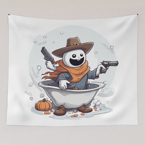 Item preview, Cowboy Halloween ghost designed and sold by Alchemy Ink.