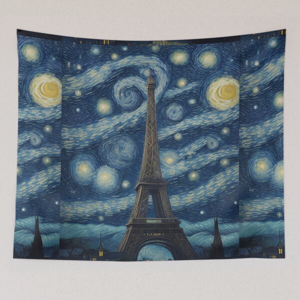 Item preview, Starry Night in Paris Van gogh Style Eiffel Tower Painting for Van gogh Lovers designed and sold by Vangoholic.