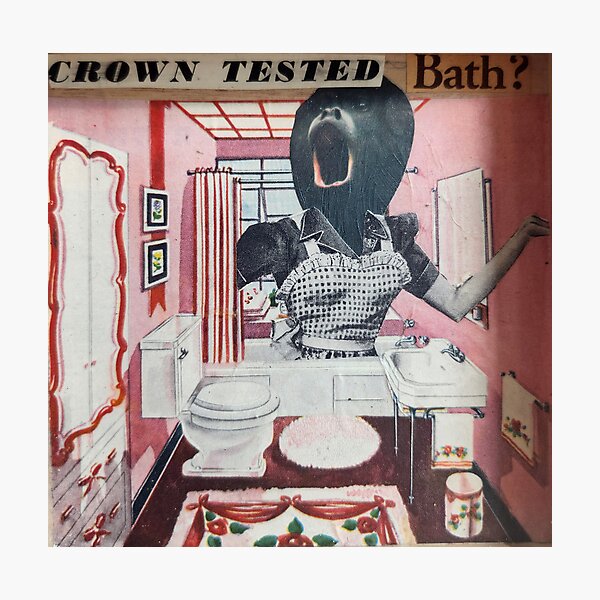 Item preview, Crown Test Bath? - vintage multimedia paper collage art designed and sold by SkullAndCrone.