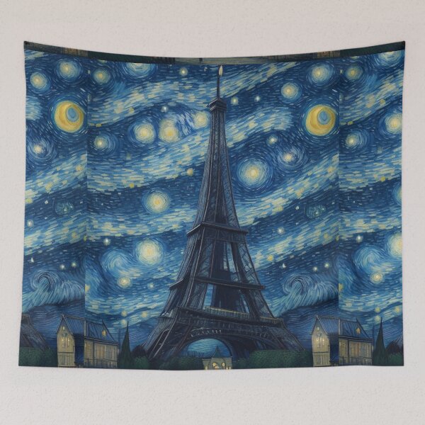 Item preview, Starry Night in Paris Van gogh Style Eiffel Tower Painting for Van gogh Lovers designed and sold by Vangoholic.