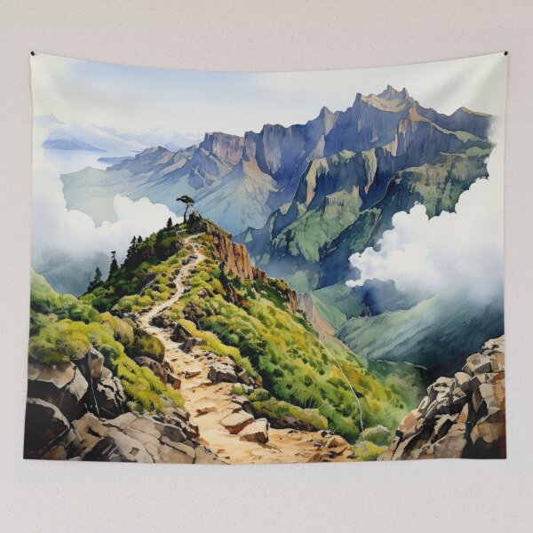 Item preview, Watercolor Design of the Pico do Areeiro in Madeira - Portugal designed and sold by Sketch-Shack.