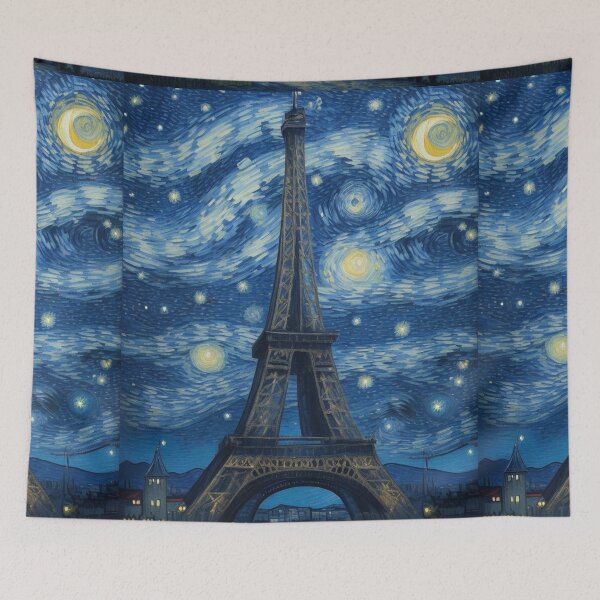 Item preview, Starry Night in Paris Van gogh Style Eiffel Tower Painting for Van gogh Lovers designed and sold by Vangoholic.