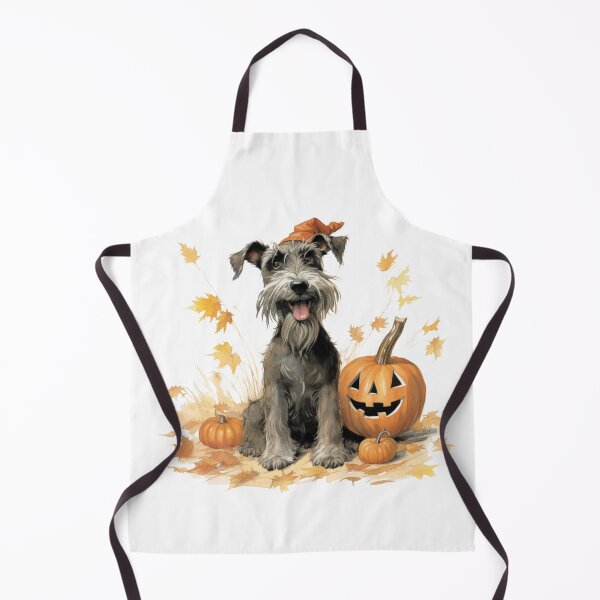 Item preview, Miniature Schnauzer, vintage, illustration, pumpkins, Halloween, watercolor, aquarelle designed and sold by CreativeDecorCo.