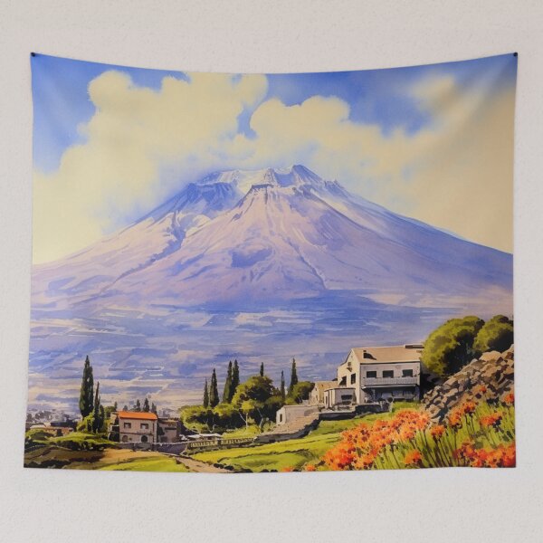 Item preview, Watercolor Design of Mount Etna - Sicily - Italy designed and sold by Sketch-Shack.