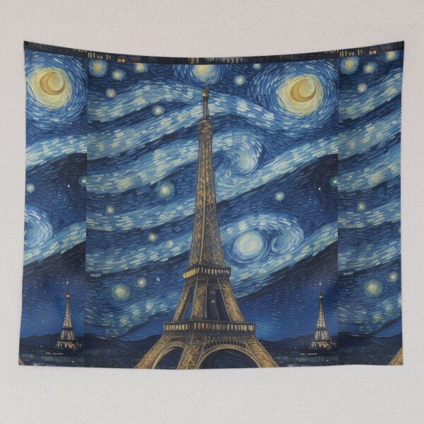 Item preview, Starry Night in Paris Van gogh Style Eiffel Tower Painting for Van gogh Lovers designed and sold by Vangoholic.