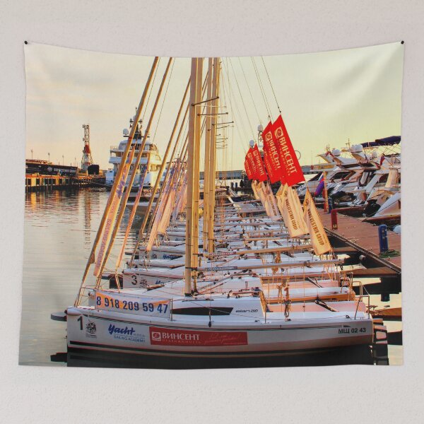 Item preview, MARITIME #32 - Line of Small Sailing Yachts at Dock designed and sold by DEL-Productions.
