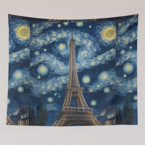 Item preview, Starry Night in Paris Van gogh Style Eiffel Tower Painting for Van gogh Lovers designed and sold by Vangoholic.