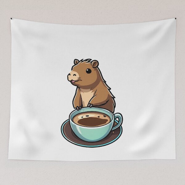 Item preview, Cute Capybara and Coffee Bliss designed and sold by Mechanical-Artt.