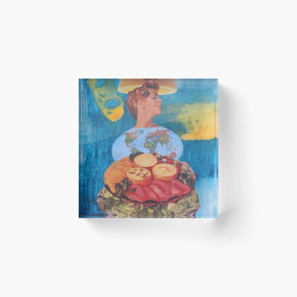 Item preview, Orange, Lady, World, Dinner - vintage multimedia paper collage art designed and sold by SkullAndCrone.