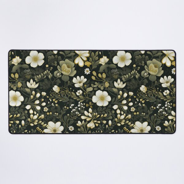 Item preview, White spring flowers with green leaves pattern designed and sold by bigmoments.